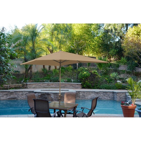 Propation 6.5 x 10 ft. Aluminum Patio Market Umbrella Tilt with Crank - Brown Fabric & Bronze Pole PR1081278 - main